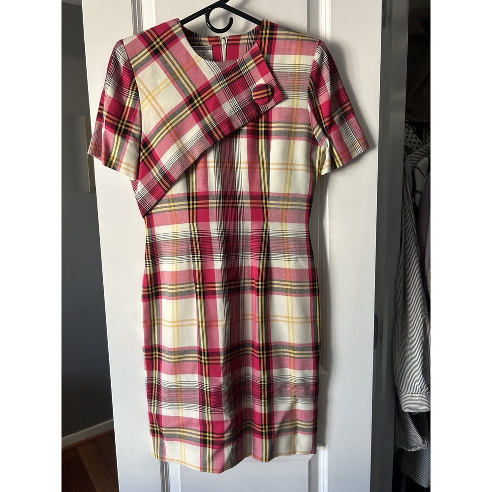 Talbots Steven Stolman Womens VTG Dress Size 4 Petite Pink/Yellow Plaid